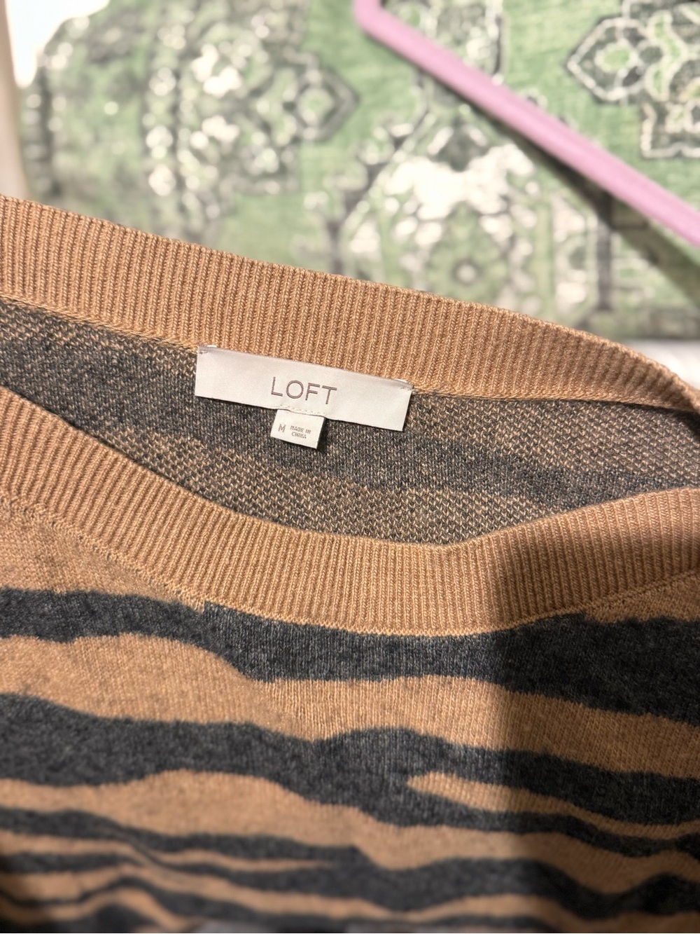 LOFT Tan & Black Striped Sweater